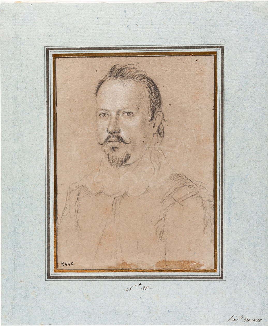 Portrét Vincence I. z Gonzague, vévody z Mantovy (Vincenzo I. Gonzaga, vévoda z Mantovy) (1562-1612) Kresba Ottavio Leoni (1578-1630) Genes, Musei di Strada Nuova, inv 2440 od Ottavio Mario Leoni