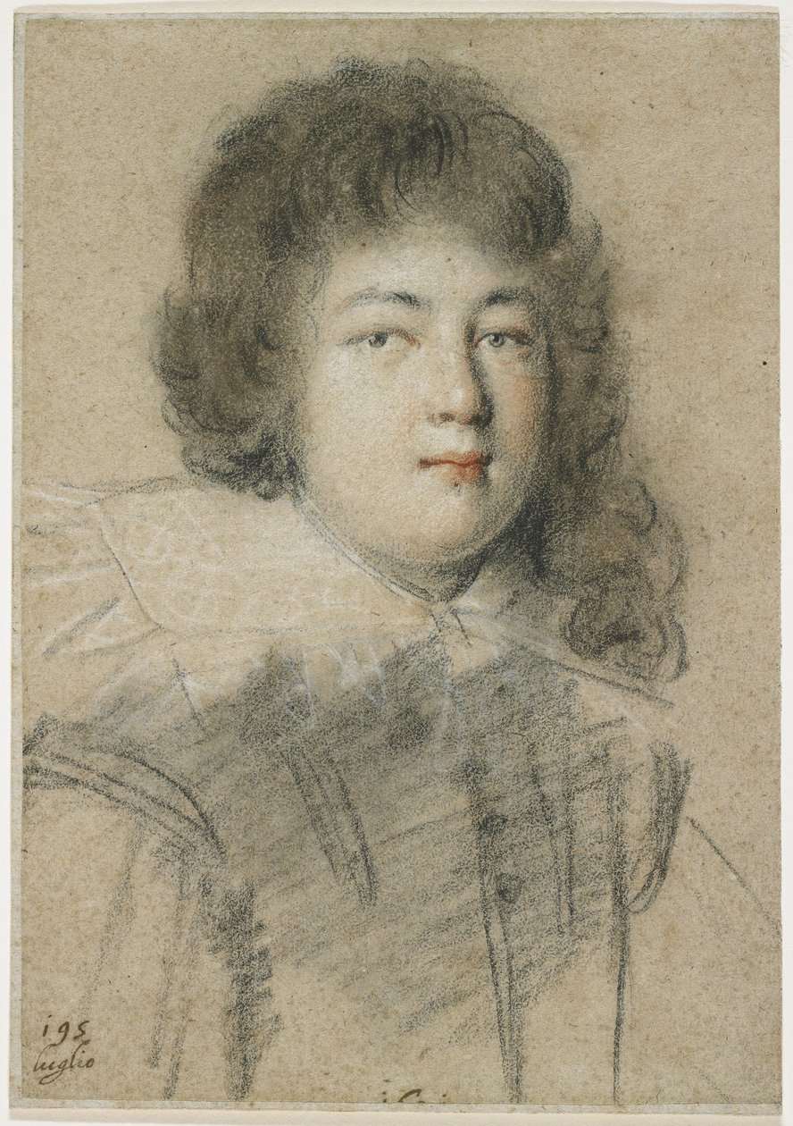 Portrét dospívajícího chlapce, 1621 (červená, černá a bílá křída na vybledlém hnědém papíře) od Ottavio Mario Leoni
