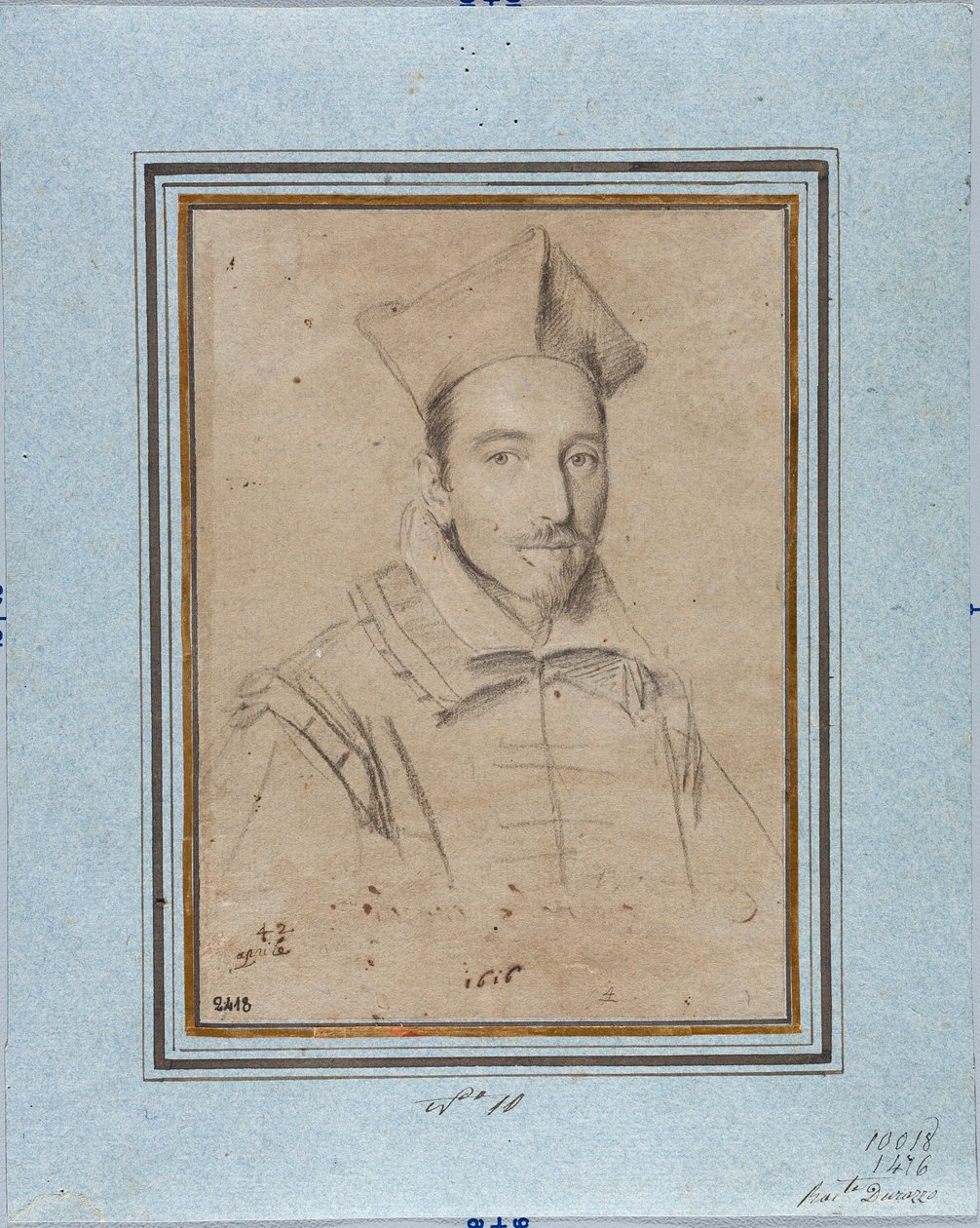 Portrét preláta pravděpodobně kardinála Francesca Maria Bourbon Del Monte Santa Maria (1549-1627) Kresba Ottavio Leoni (1578-1630) 1616 Genes, Musei di Strada Nuova, Fondo Disegni, inv 2418 od Ottavio Mario Leoni