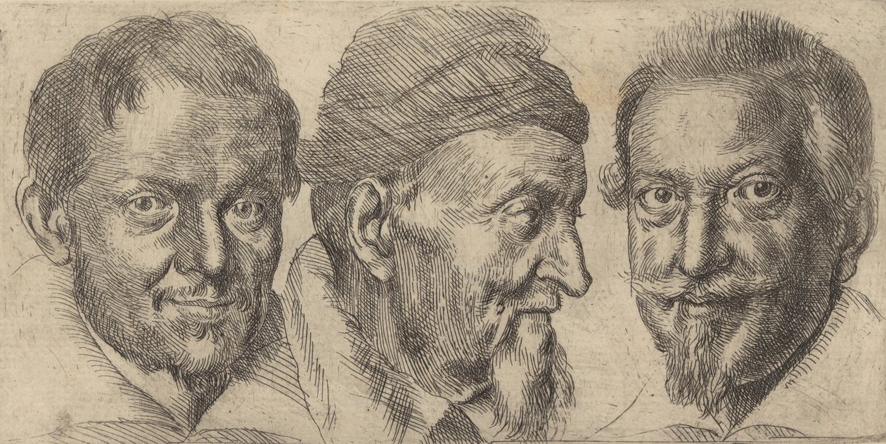 Tři portréty možná představující Camillo Graffic, Ercole Pedemonte a Antoni ..., ca. 1620-30. od Ottavio Mario Leoni