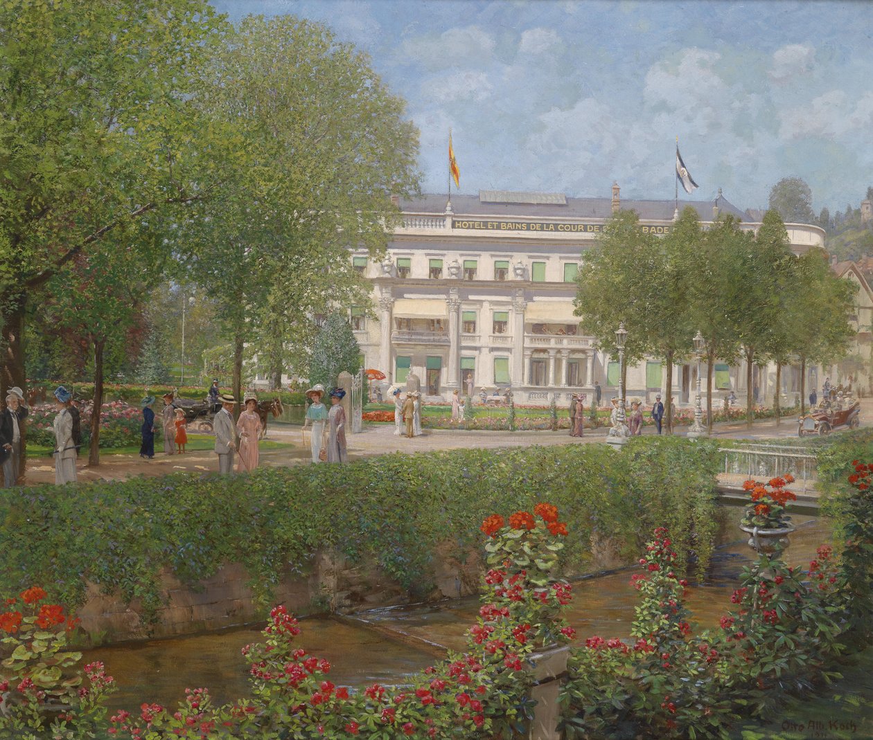 Pohled na lázeňský hotel v Baden-Badenu od Otto Albert Koch