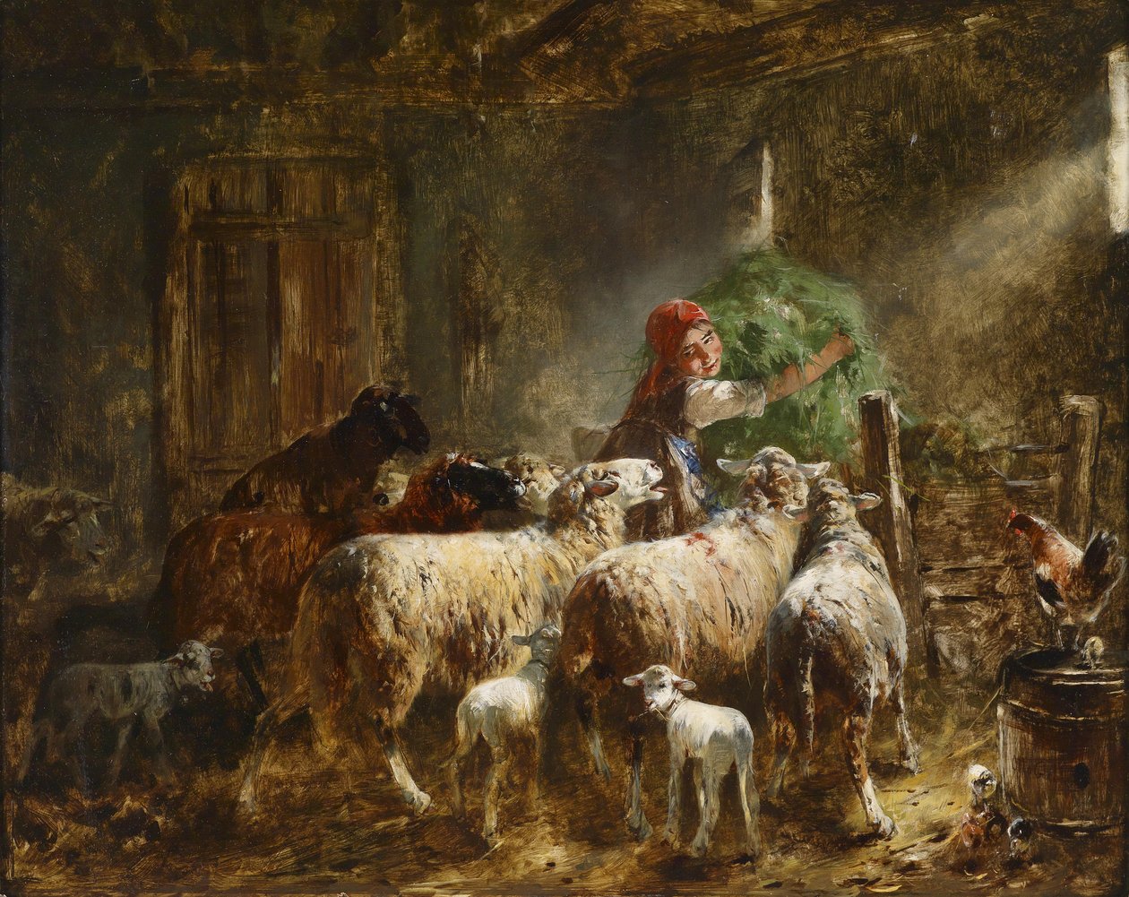 Krmení ovcí od Friedrich Otto Gebler