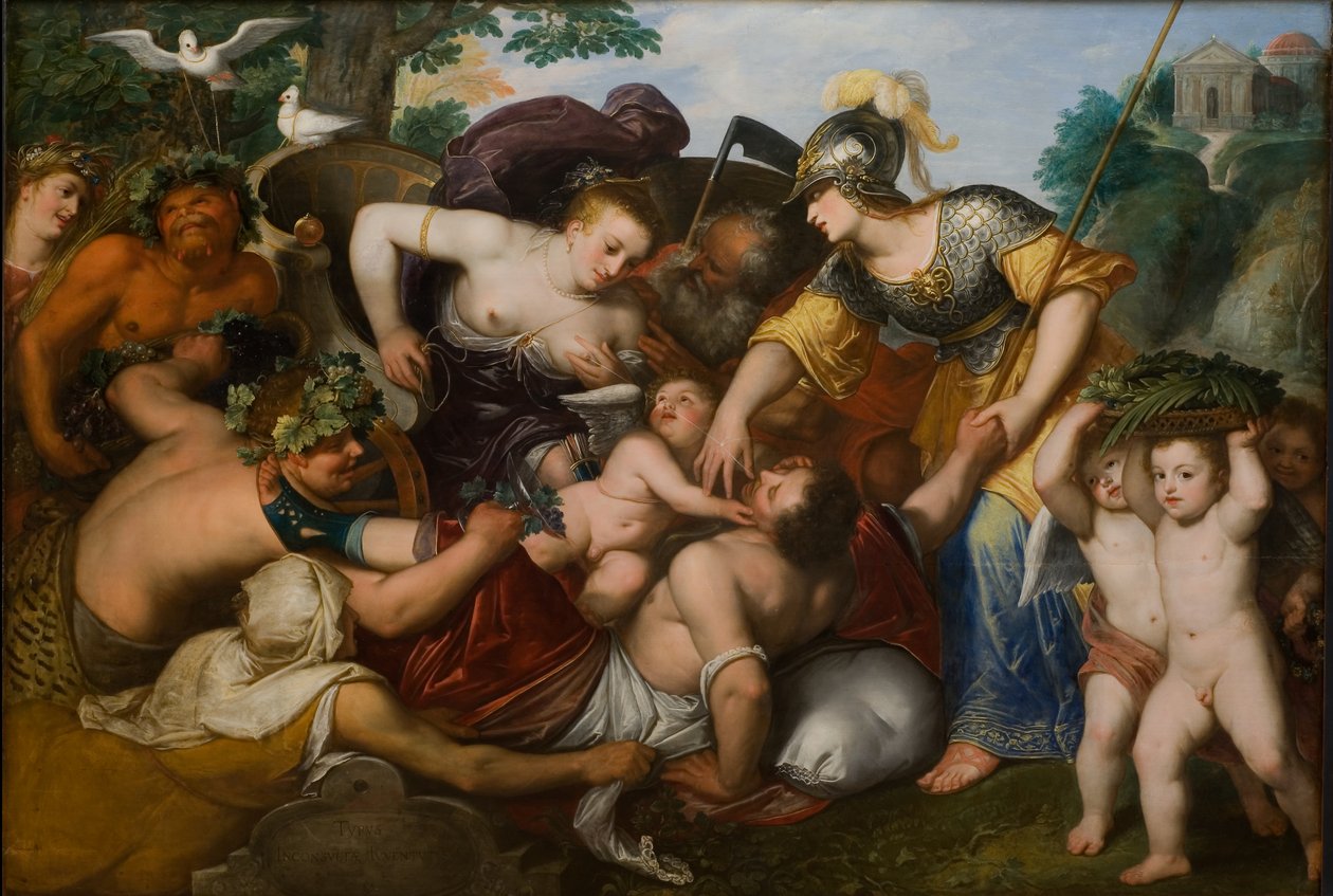 Alegorie pokušení mládí, 1648 od Otto van Veen