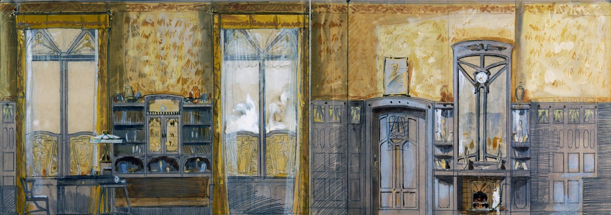 Projekt studia velkovévody Ernsta Ludwiga von Hessen-Darmstadt (1868-1937), navržený Otto Eckmannem (1865-1902). 19. století od Otto Eckmann
