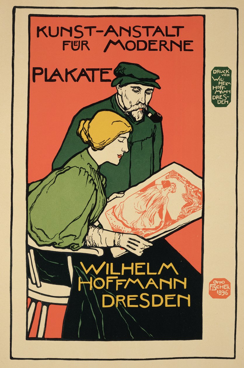 Reprodukce reklamního plakátu „Wilhelm Hoffmann“, zařízení prodávající moderní plakáty, Drážďany od Otto Fischer