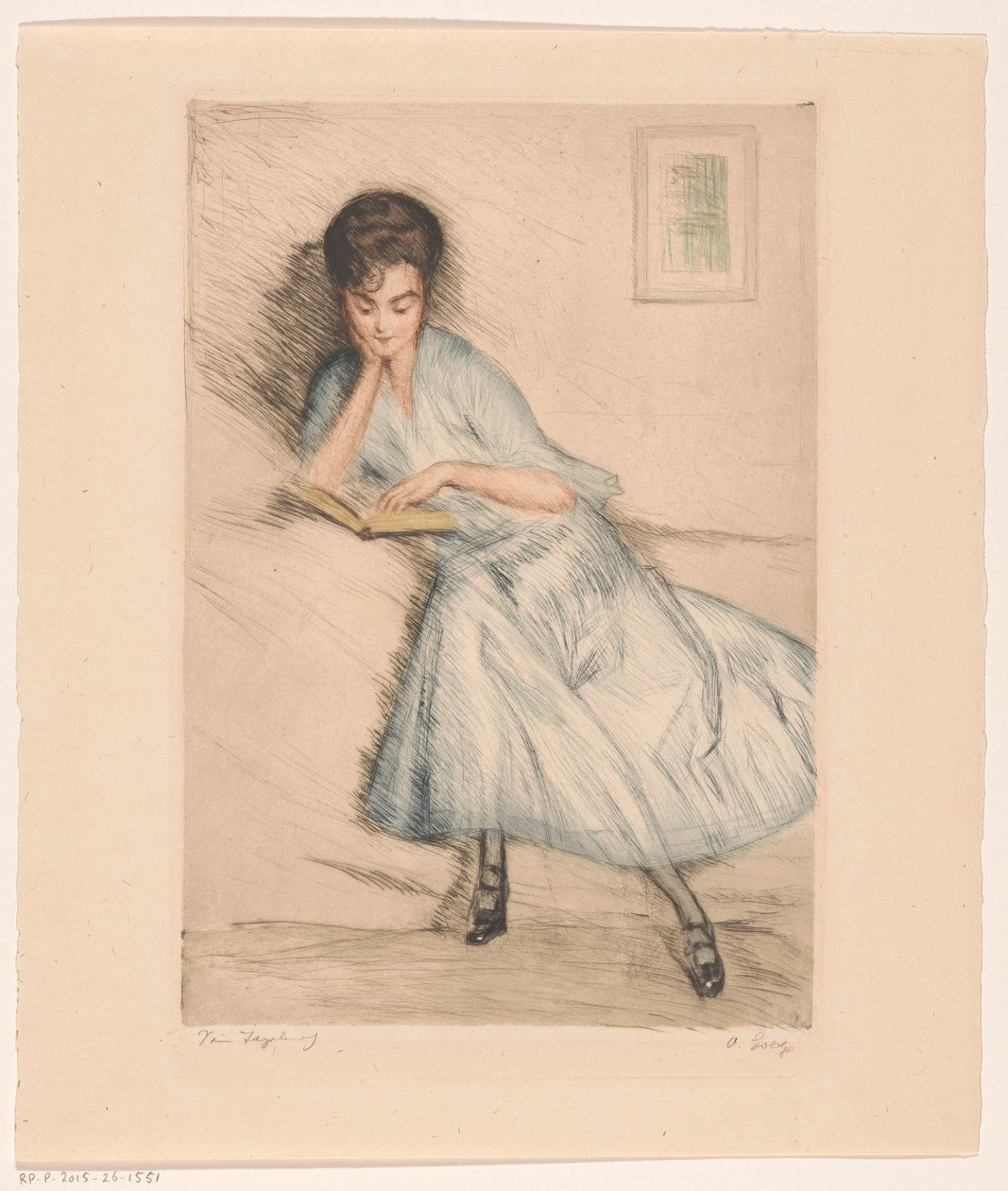 čtení žena od Otto Goetze (signed by artist)