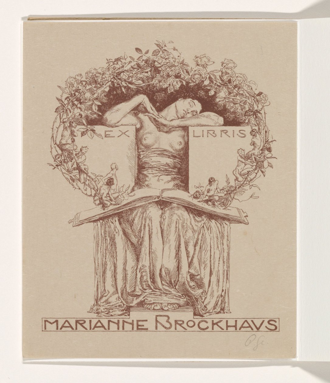 Ex-libris Marianne Brockhausové od Otto Greiner (signed by artist)