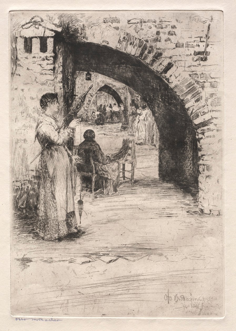 Lepty v Benátkách: Tvůrci sítí, 1881. od Otto H. Bacher