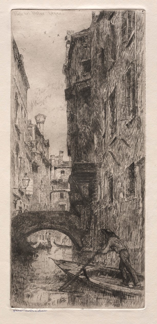 Lepty Benátek: Ponte del Pistor, Benátky, 1880. od Otto H. Bacher