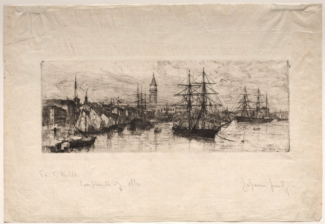 Lodní doprava a vévodský palác, 1880. od Otto H. Bacher