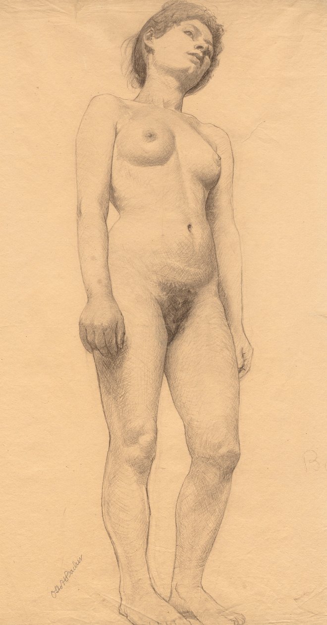 Stojící ženský akt, pravděpodobně 1878-79. od Otto H. Bacher