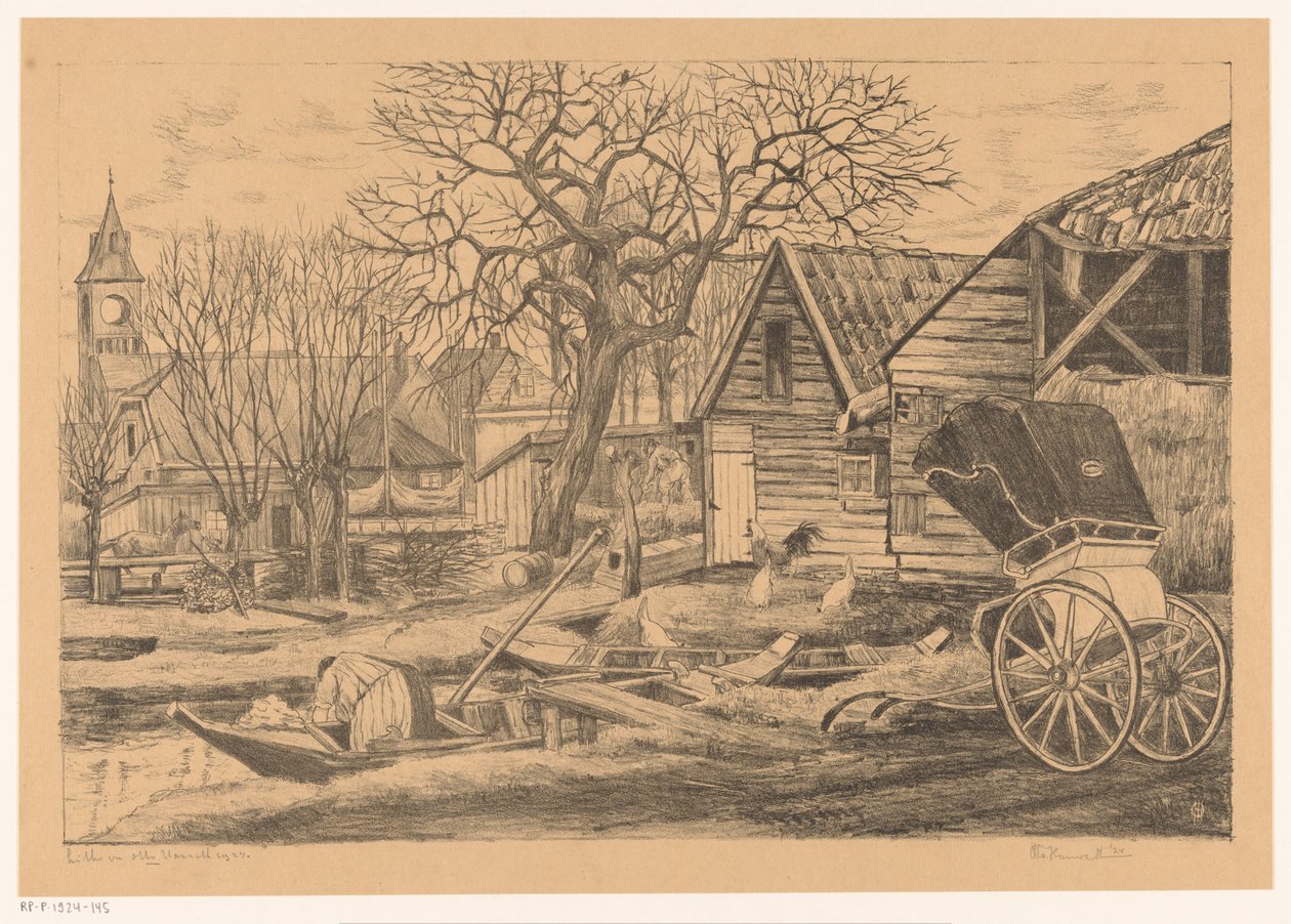 Vesnice na vodě od Otto Hanrath (signed by artist)