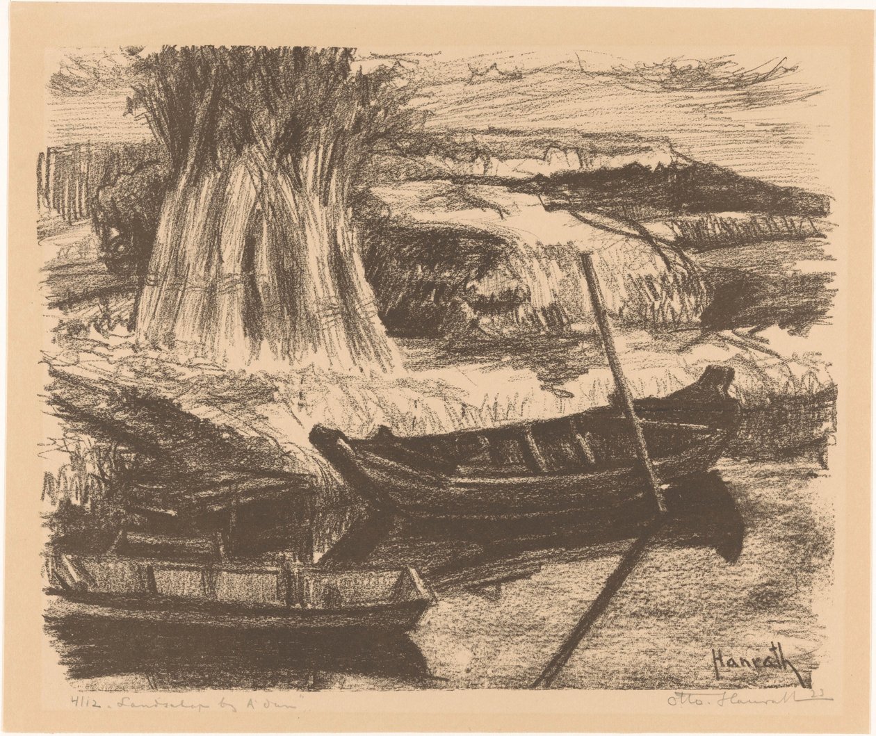 Krajina poblíž Amsterdamu (původní název na objektu) od Otto Hanrath (signed by artist)