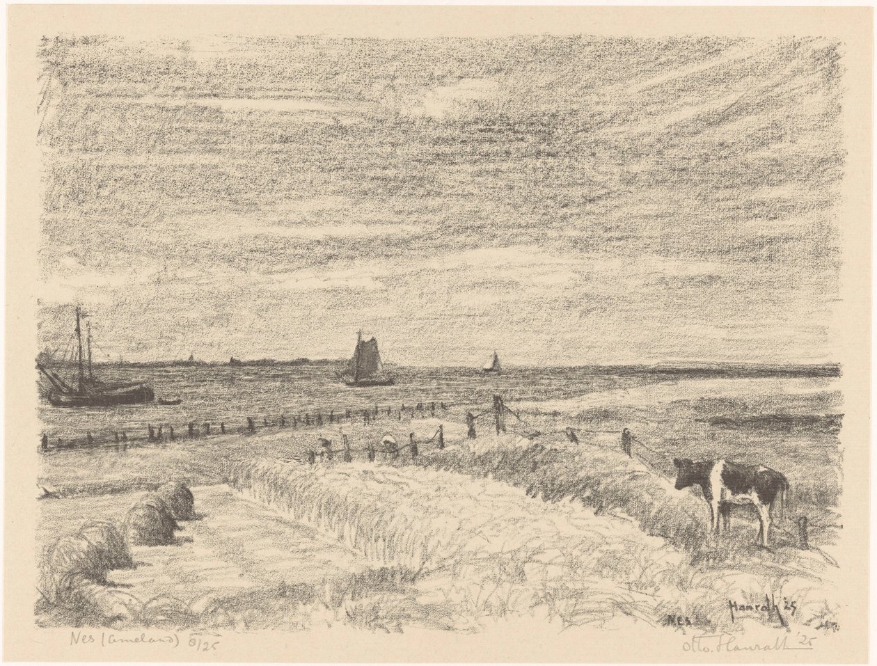 Nes (Ameland) (původní název na objektu) od Otto Hanrath (signed by artist)