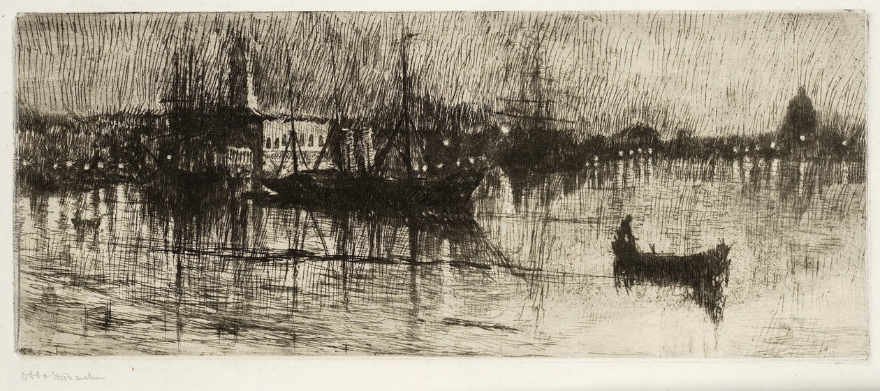 Deštivá noc, cca 1880-82 (lept a suchá jehla) od Otto Henry Bacher