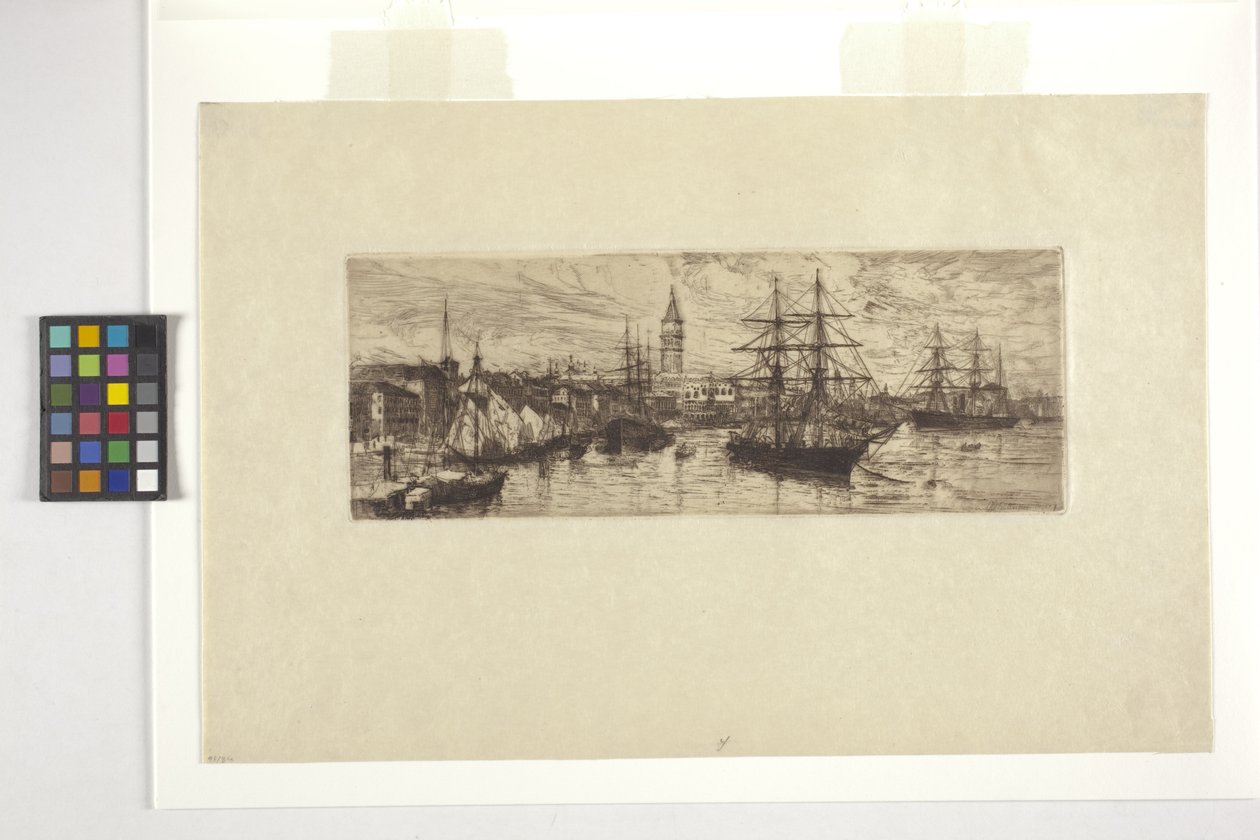 Benátky, lodní doprava a Palazzo Ducale od Otto Henry Bacher