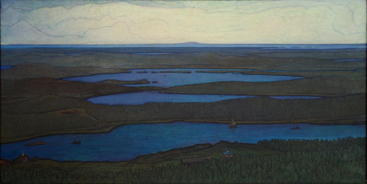 Přes les a jezero, 1908 od Otto Hesselbom