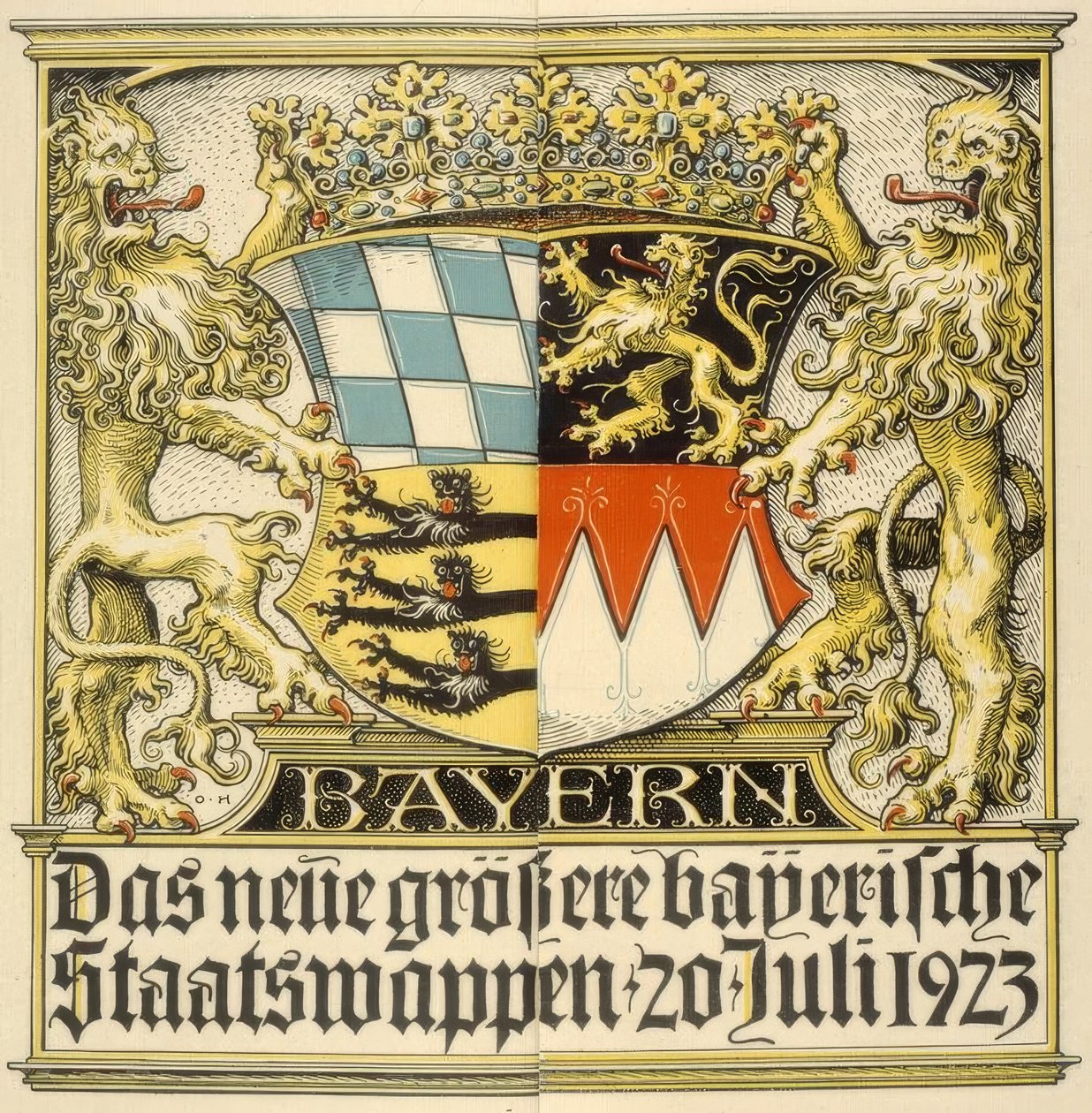 Nový větší bavorský státní znak, 20. července 1923 od Otto Hupp