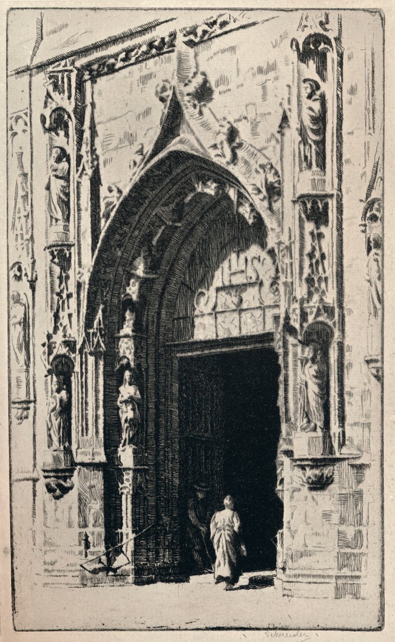 „Vchod do kostela svatého Mikuláše-des-Champs“, 1915 od Otto J Schneider