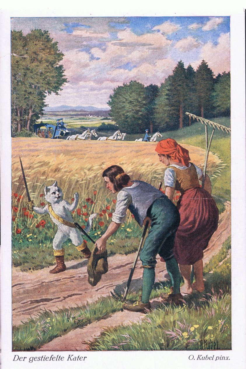 Kocour v botách (Evropská pohádka), pohlednice z Německa od Otto Kubel