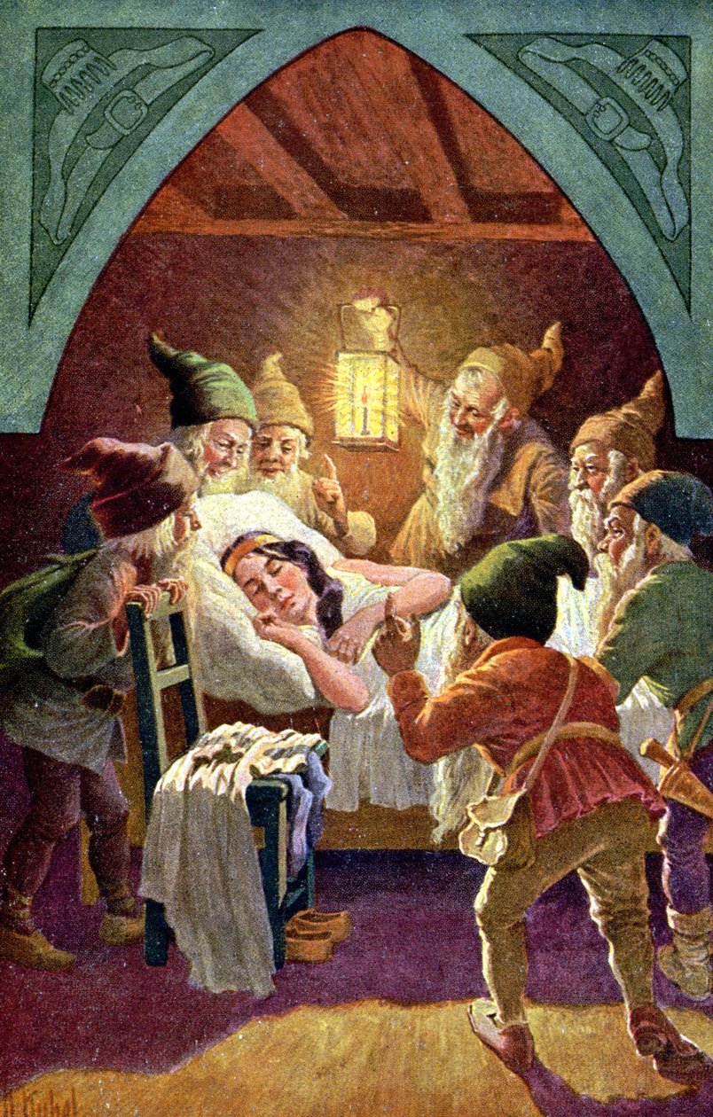 Sněhurka a sedm trpaslíků, kolem roku 1900 (ilustrace) od Otto Kubel