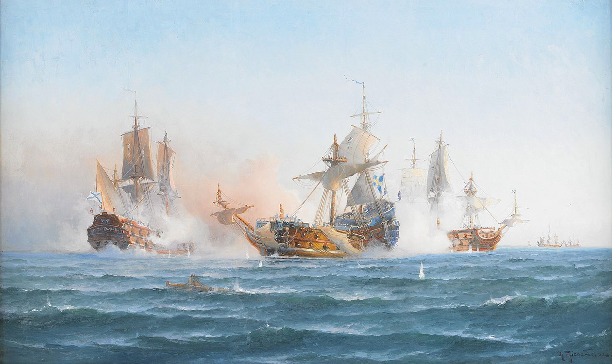 HMS Wachtmeister bojující proti ruské eskadře 4. června 1719 1902 od Otto Ludvig Richarde