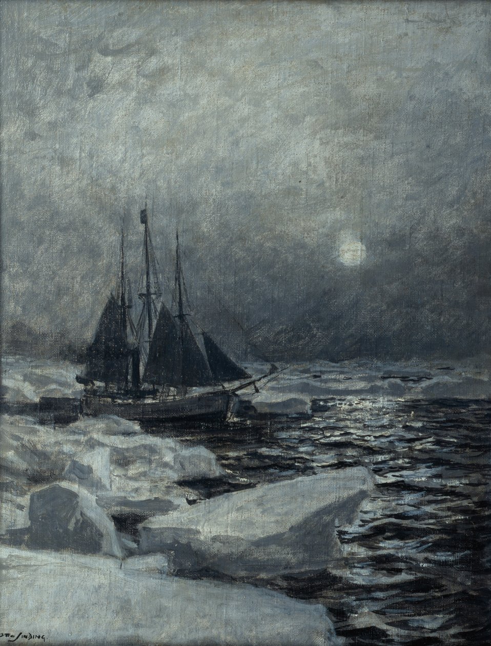 Rám v Severním ledovém oceánu (olej na plátně) od Otto Ludvig Sinding