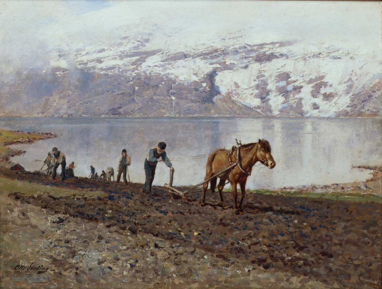 Orba s koňmi (olej na plátně) od Otto Ludvig Sinding