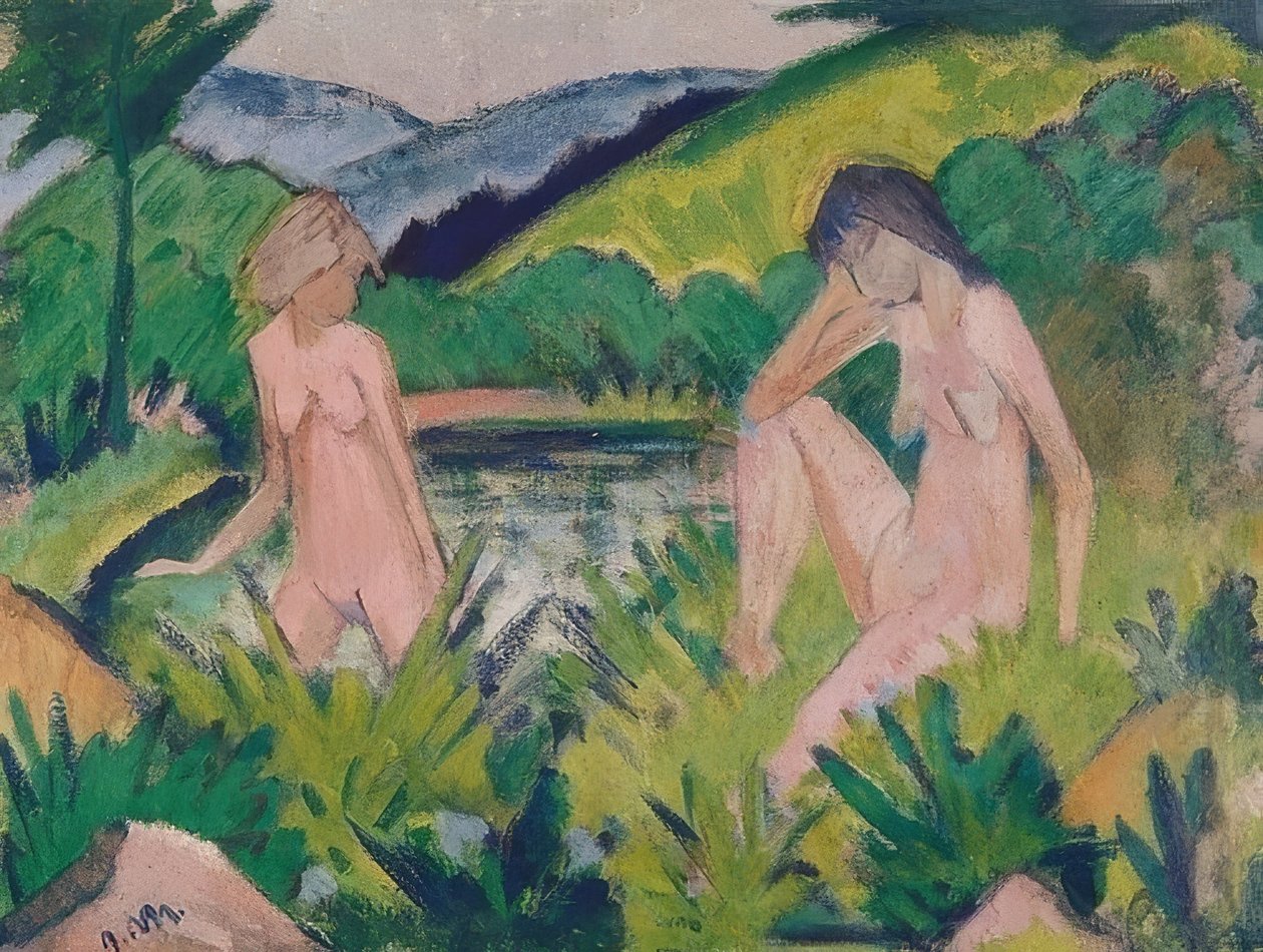 Dívky u vody (Dvě dívky u vody). 1926 od Otto Mueller