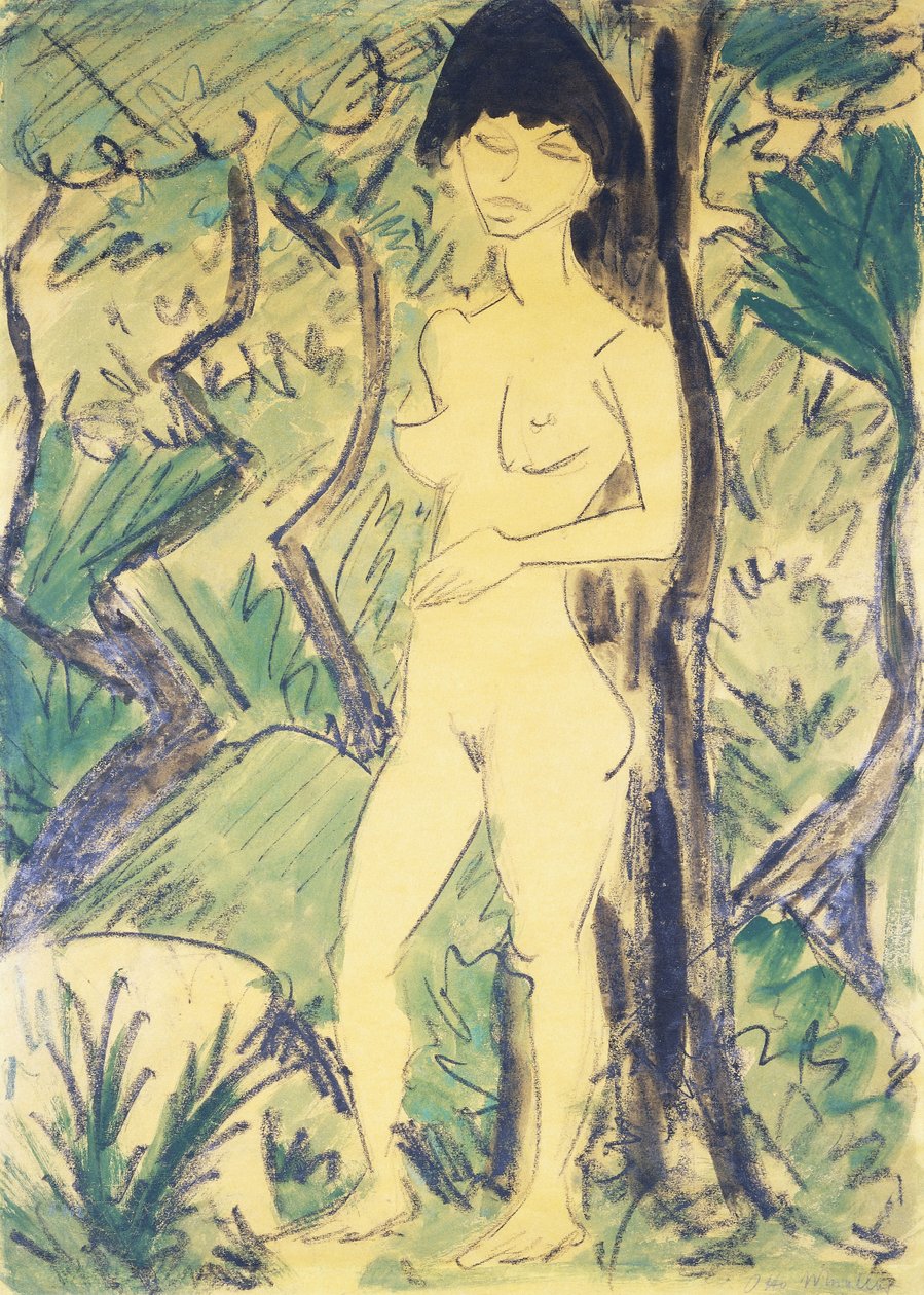 Akt v lese; Akt im Wald, kolem 1922-1923 od Otto Mueller
