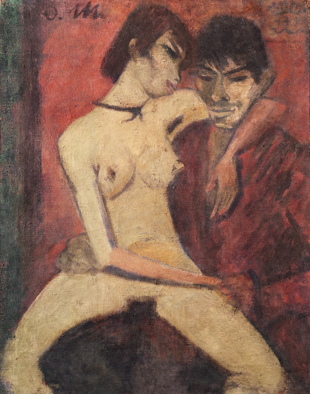 Sedící Gipsy Lovers, 1922 (viz 274040 pro druhou stranu) od Otto Mueller