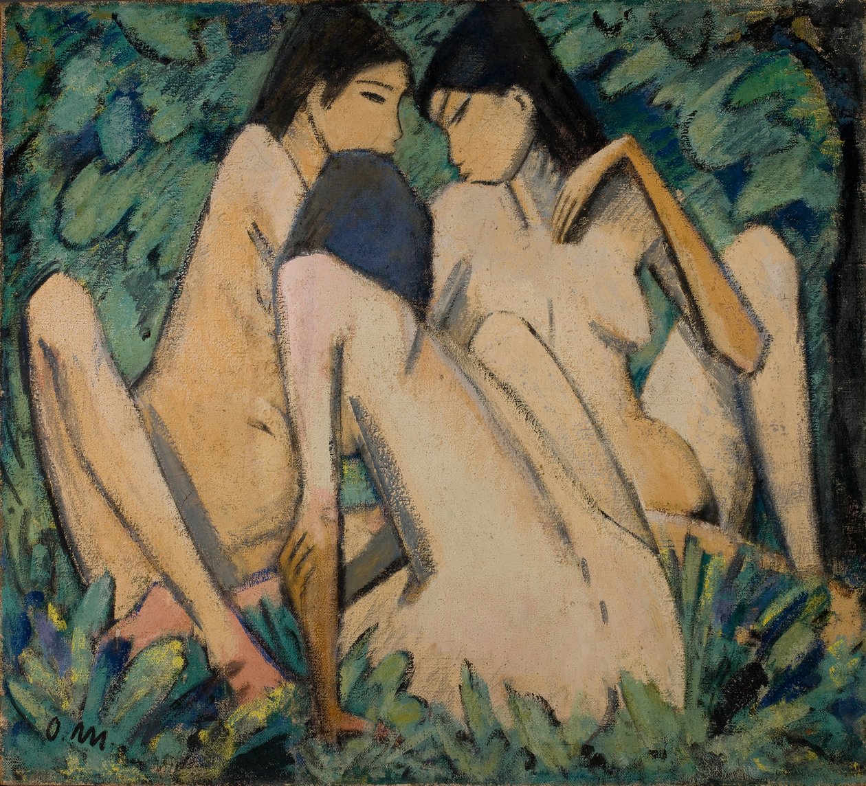 Tři dívky v lese, asi 1920 (olej a tempera na desce) od Otto Muller or Mueller