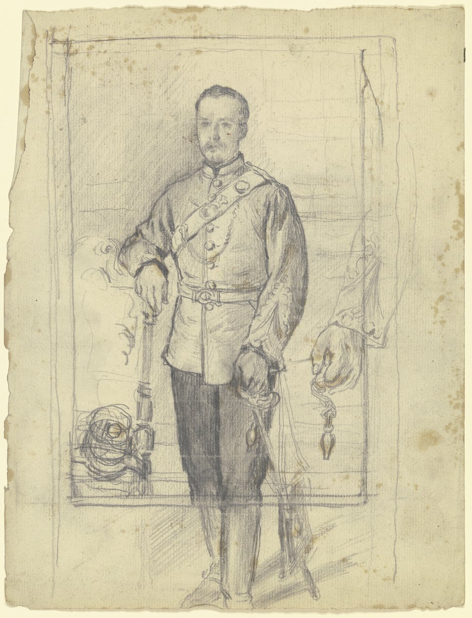 Portrét muže v uniformě od Otto Scholderer