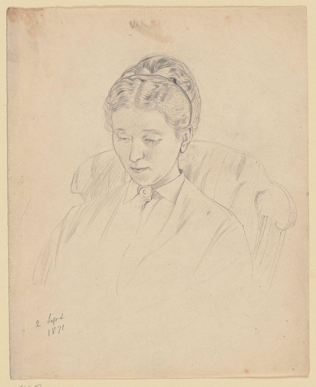 Luise Scholderer, sedící v křesle od Otto Scholderer