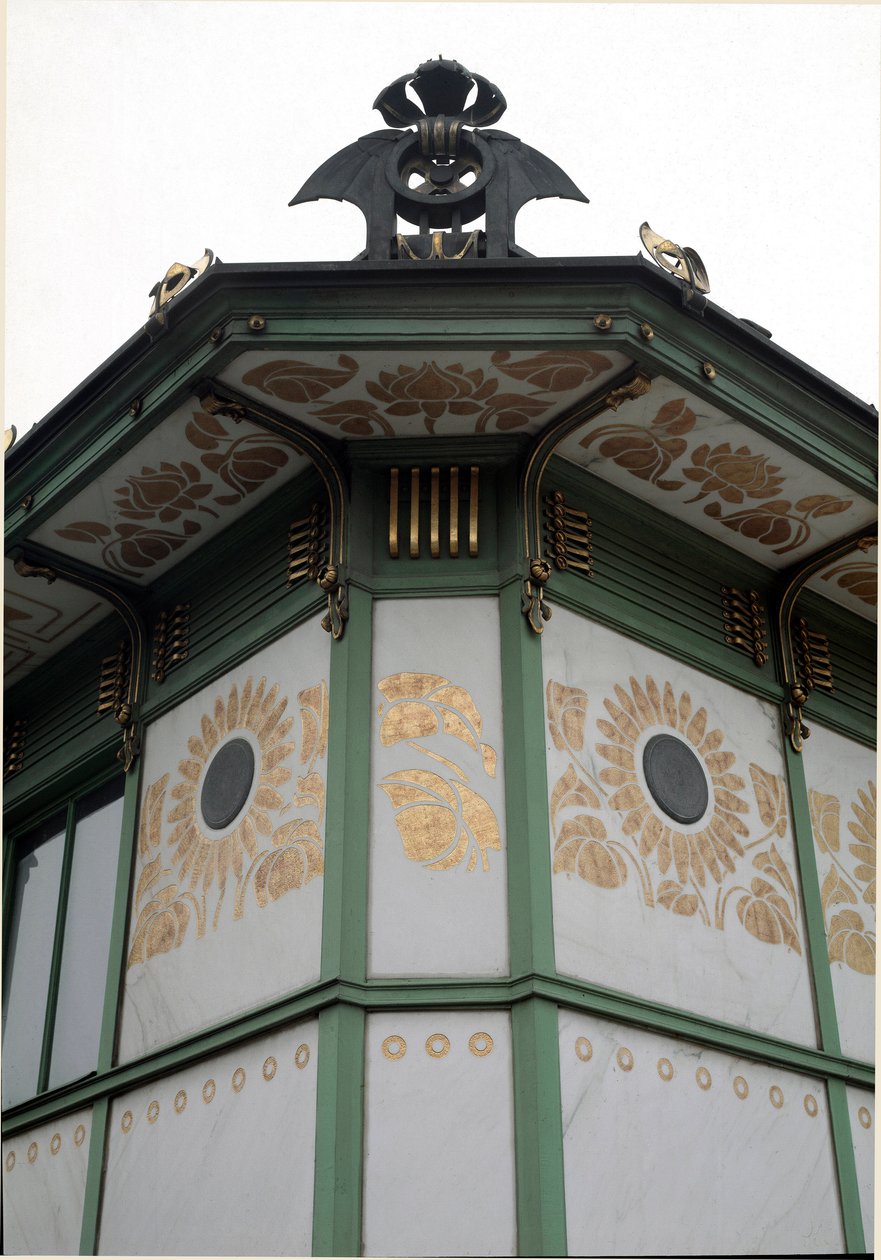 Art Nouveau: pohled na pavilon stanice metra Karlsplatz (nyní kavárna) od architekta Otto Wagnera (1841-1918) (vídeňská secese) 1894-1899 Vídeň, Rakousko od Otto Wagner