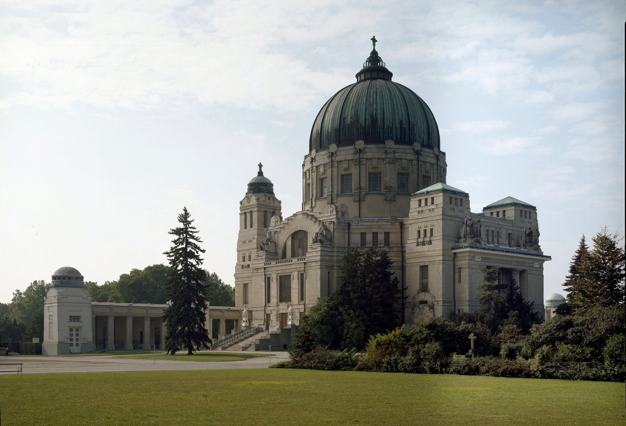 Pohled na rodinnou hrobku od architekta Otto Wagnera (1841-1918) (vídeňská secese). Hietzing hřbitov, Vídeň, Rakousko od Otto Wagner