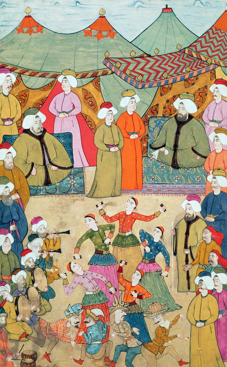 Tanec pro potěšení sultána Ahmeta III. (1673–1736) z filmu „Surnama“, 1720 od Ottoman School