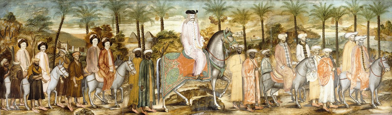 Evropští gentlemani v průvodu orientálů, kolem roku 1720 od Ottoman School