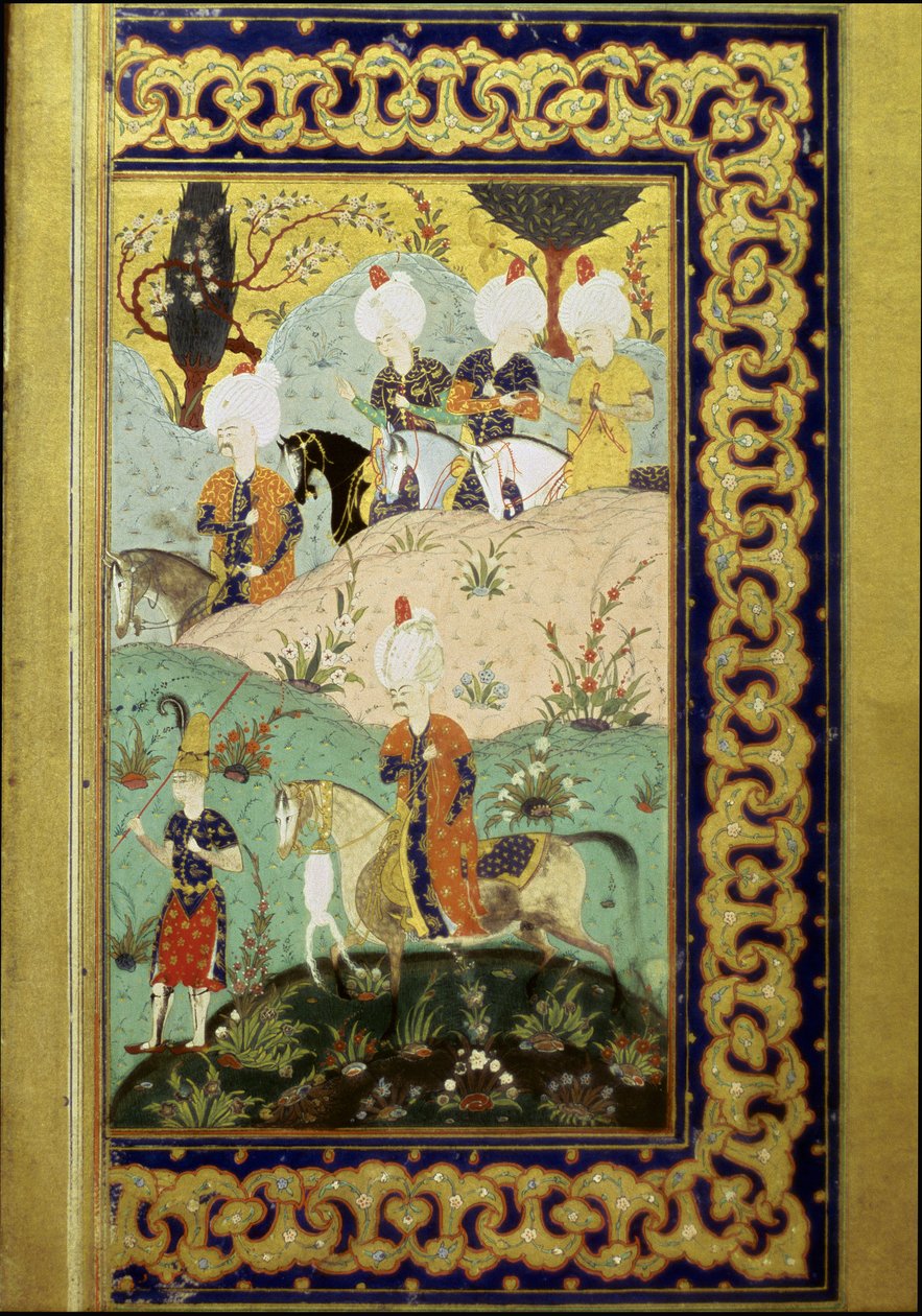 Osmanská říše: reprezentace sultána Selima I. zvaného Hrozný (1470-1520) na koni. Miniatura z „Divanu“ (sbírka básní) sultána Selima I. (paní FY1330, fol. 27) 16. století. Istanbul, Univerzitní knihovna od Ottoman School