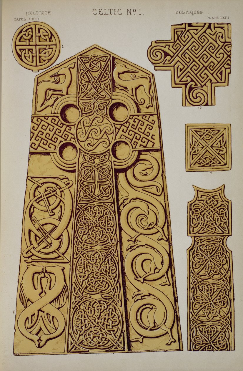 Keltský ornament, kapitola XV, deska LXIII z knihy "Gramatika ornamentu" 1868 od Owen Jones