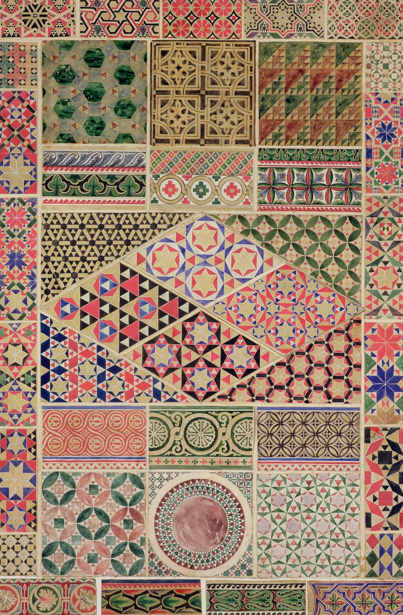 „Gramatika ornamentu“, kapitola VII, deska XXX: Byzantský ornament, mozaiky a výzdoba chodníků, 1868 od Owen Jones