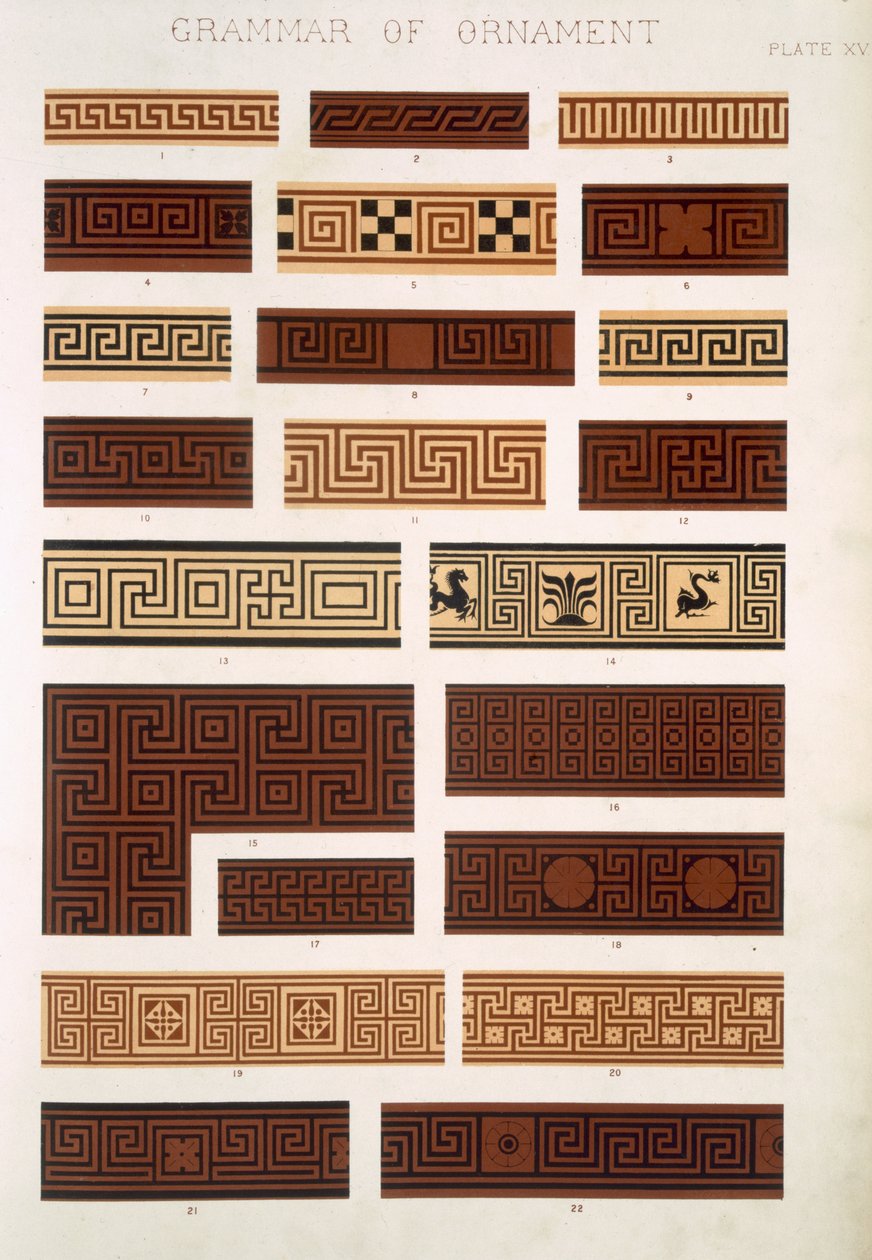 Řecká č. 1, deska XV, z knihy "The Grammar of Ornament" od Owena Jonese (1809-68) od Owen Jones