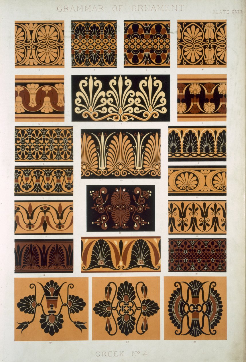 Řecká č. 4, deska XVIII, z knihy "Gramatika ornamentu" od Owena Jonese (1807-68) od Owen Jones