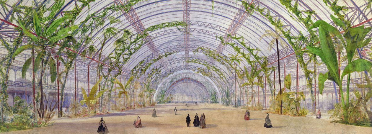 Návrh interiéru křišťálového paláce v Parc de Saint-Cloud, cca 1860-62 (pastel, tužka a wc na papíře) od Owen Jones