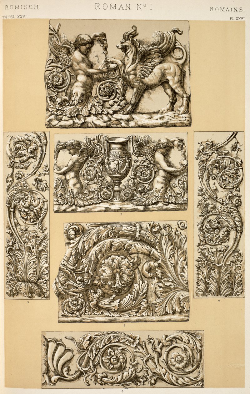 Římský ornament z Ch VI, deska XXVI z „Gramatiky ornamentu“, 1868 od Owen Jones
