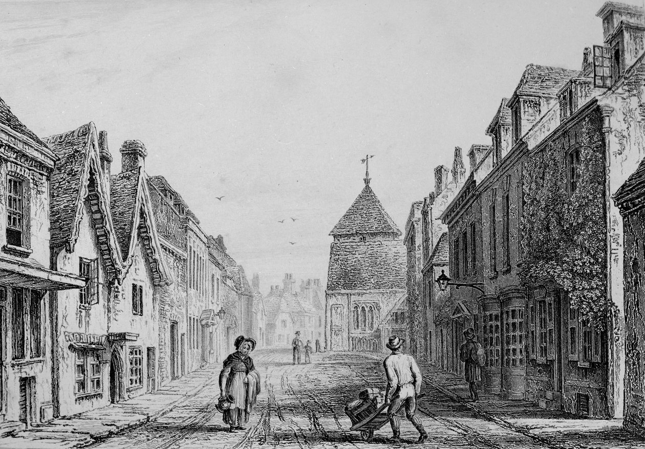 Cheesehill Street Winchester, cca 1830 (rytina) od Owen Brown Carter