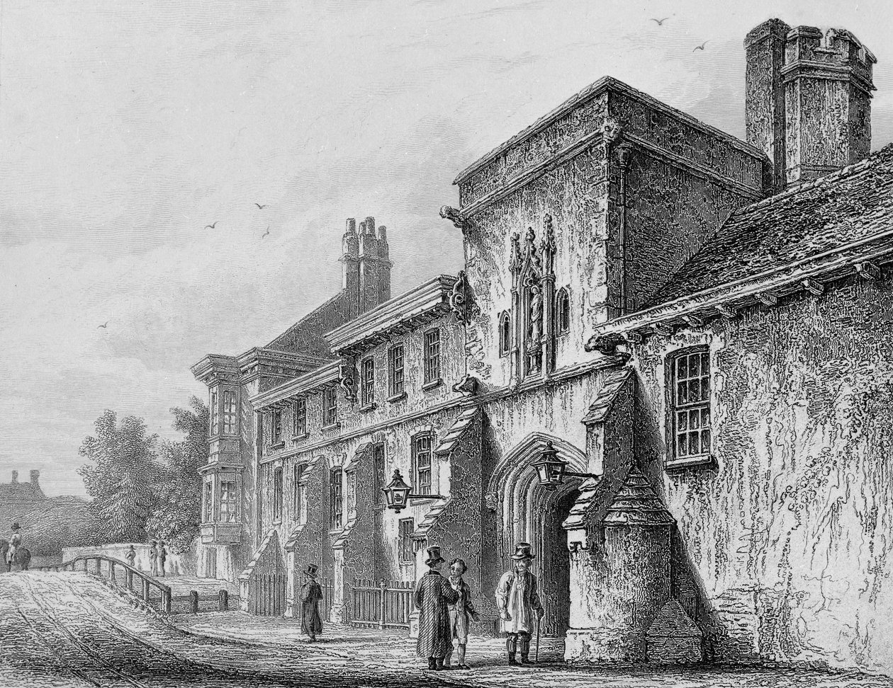 College Gate a Wardens Lodge Winchester, kolem roku 1830 od Owen Brown Carter