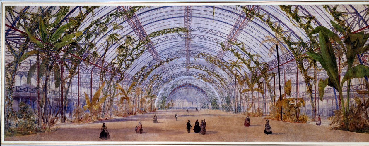 Architektura: projekt interiéru křišťálového paláce, který má být postaven v Saint Cloud u Paříže. Akvarel na tužce, barevné tužky Owen Jones (1809-1874) 1862 Rozm. 0,45 x 1,20 m Paříž, musee d