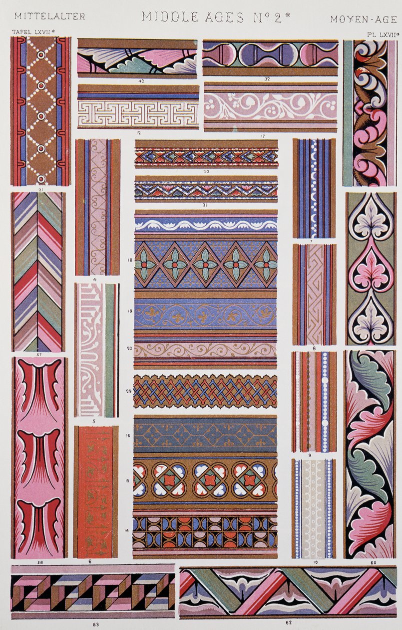Středověká dekorace, talíř LXVII z Grammar of Ornament, Owen Jones (1809-1874), Londýn od Owen Jones