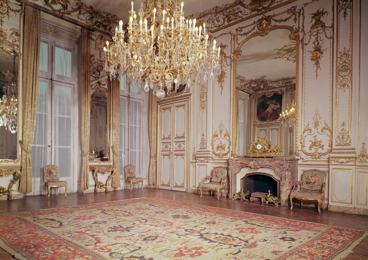 Pohled do interiéru Velkého salonu v přízemí, kolem 1722-33 od P. and Leroux, J. B. Lassurance
